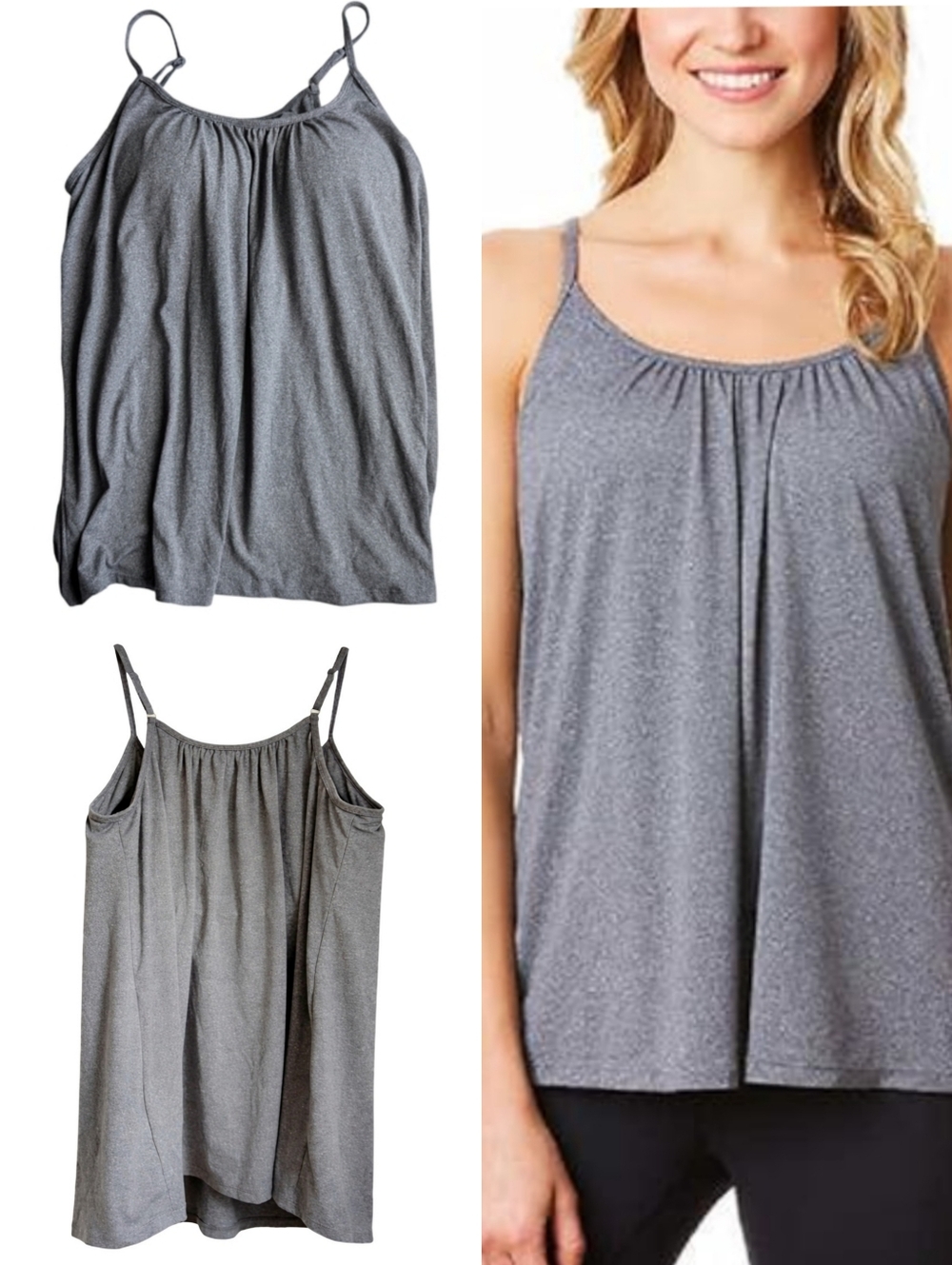 32 DEGREES Tank Top Bra Heather Gray Large New